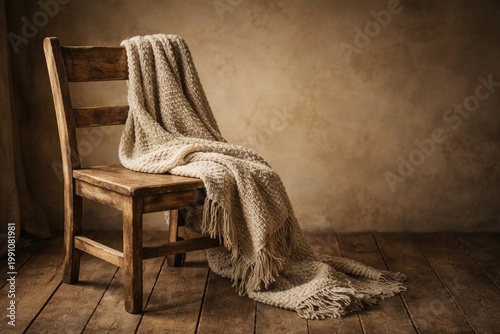 Rustic wooden chair featuri...