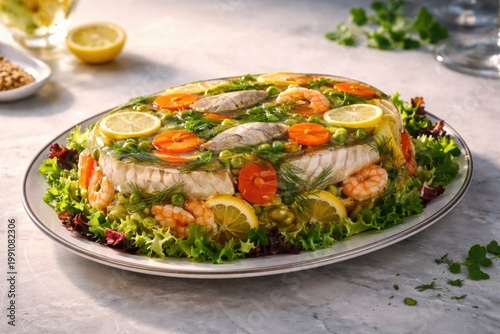 Tasty fish aspic presented ...