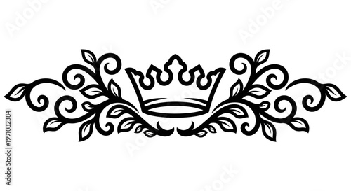 Black crown icon with floral design.
