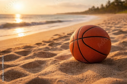 Basketball resting on soft ...