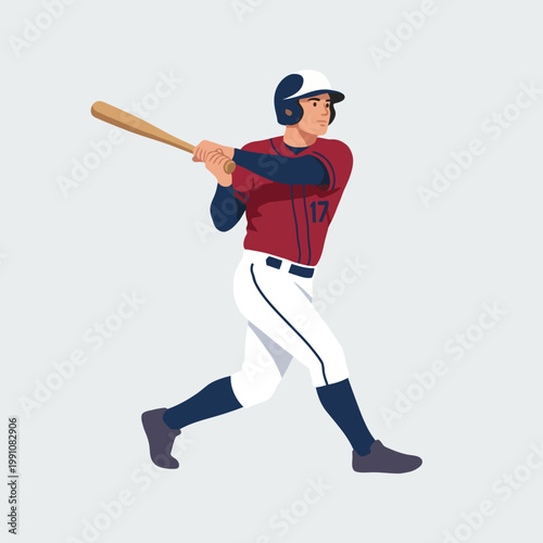 An illustrated baseball player stands poised to hit, illustrating focus and determination with his bat raised, showing dynamic motion in a professional sports setting.
