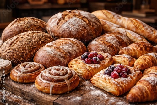 Close up of artisan bread a...