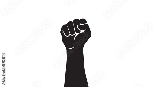 Hand icon with raised fist and white bandage, symbolizing solidarity, strength, and unity in protest design