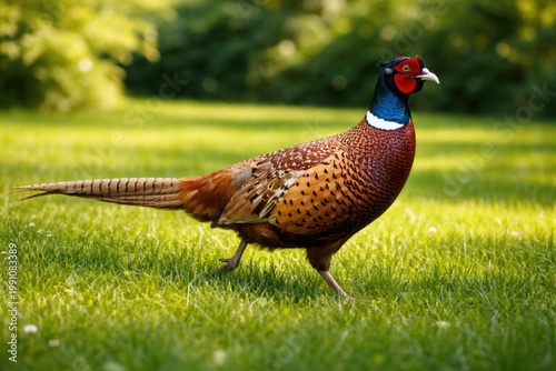 joyful pheasant pet roaming...