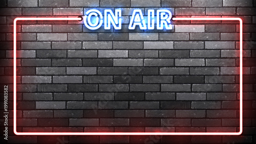 Vector neon frame of On Air isolated on wall background.