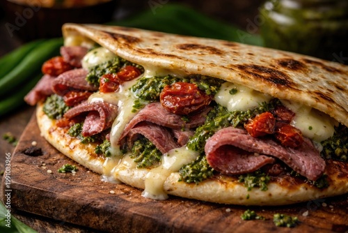 Delicious roast beef piadin...