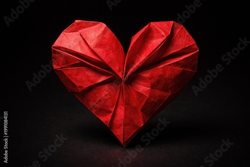 Delicate red paper heart sc...