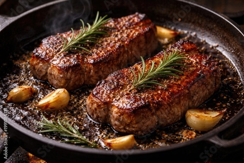 Sizzling roasted pork steak...