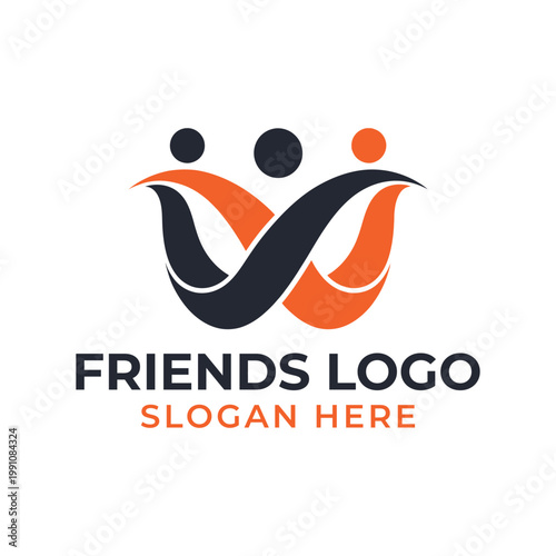 friends logo design silhouette vector line art logo design