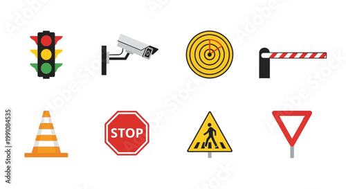 Road traffic signs and symbols.