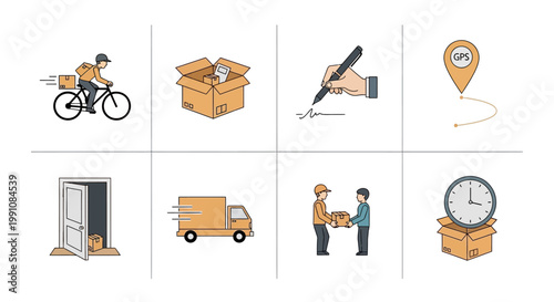 Man riding bicycle with delivery package.