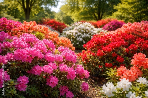 Colorful azalea shrubs flow...