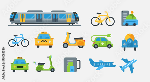 Transportation vehicles icons.