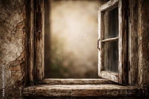 Weathered building window c...