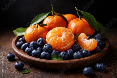 Fresh mandarin and blueberr...