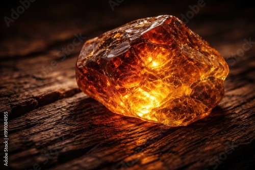 Close up of raw amber gem g...