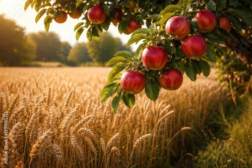 A vibrant apple tree branch...