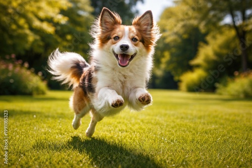 Delightful pet dog joyfully...