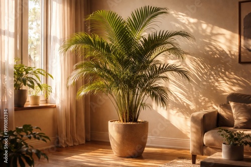 Indoor potted Areca palm ba...