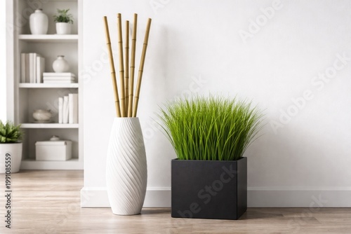 Decorative white vase holdi...