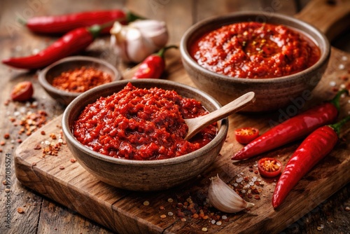 Bright red chili paste alon...