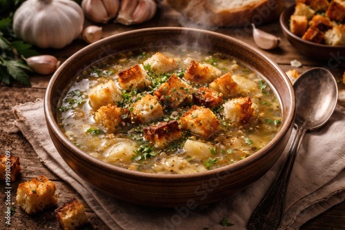 Hearty Czech garlic soup to...