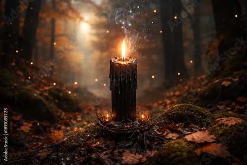 Enchanted black candle glow...