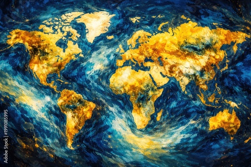 Art inspired world map with...