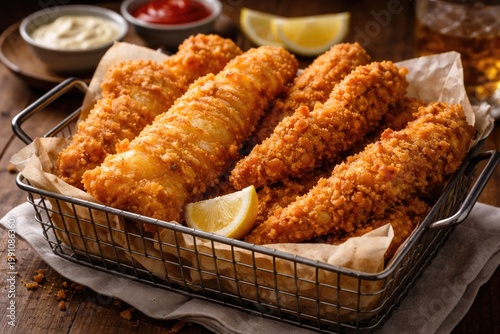 Tasty crispy fish and chick...