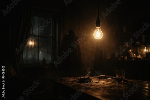 Moody night scene with a si...