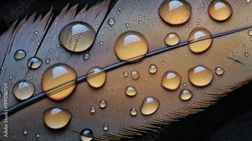 Droplets feather hydrophobic surface water beads bird feather macro photography spherical formations natural water repulsion waterproof coating biomimetic properties
