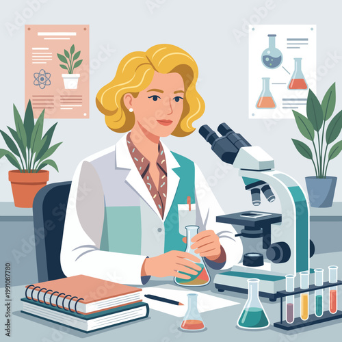 A focused scientist conducts experiments in a laboratory, surrounded by scientific equipment, embodying curiosity and dedication to discovery and innovation in the field of science.