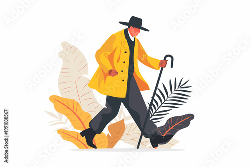 abstract person illustration with cane health isolated
