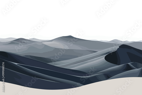 Abstract Patterns in Black Sand Dunes isolated illustration