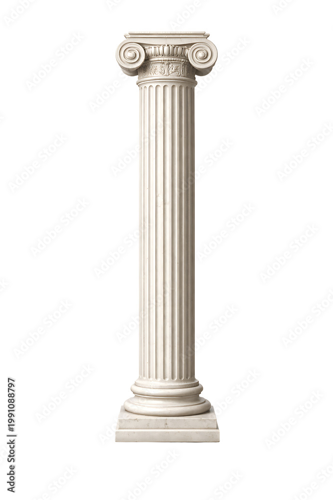 Fototapeta premium A single white Doric stone column.