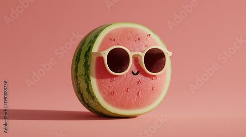 Watermelon slice with sunglasses for summer concept
