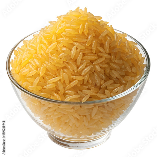 Bowl of Yellow Rice Isolated on White Background