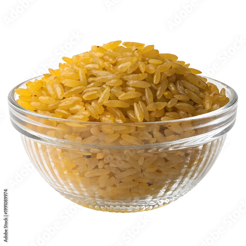 Bowl of Yellow Rice Isolated on White Background