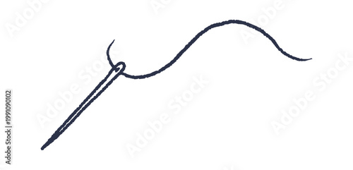 Needle Threading Curve Line Drawing