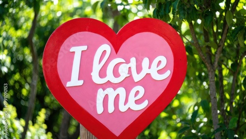 Red heart sign with white 