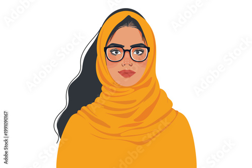 arabic woman wearing glasses isolated illustration