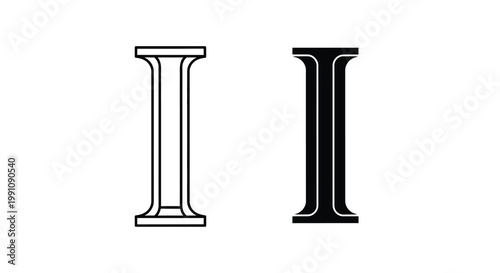 Two classical column silhouettes one light and one dark contrast