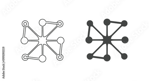 Two abstract star shaped network diagrams one light and one dark