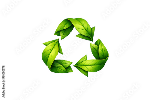 Green leaf recycle symbol representing eco friendly sustainability concept