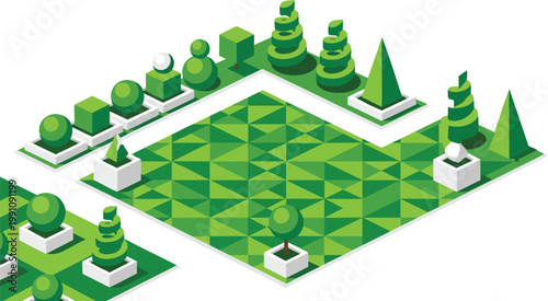 Grass Texture Flat Vector Design Manicured Lawn with Green Triangle Pattern