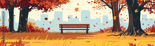 Autumn foliage in a park isolated