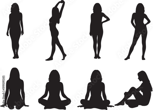 Running silhouettes, jogging figures, athletic icons, fitness illustrations, black vector graphics