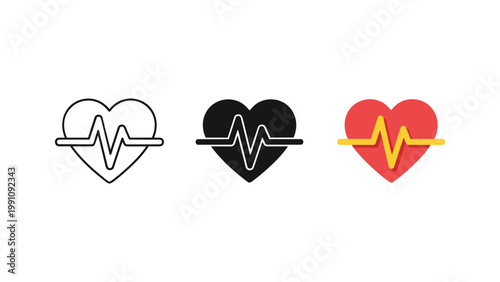 A health-related icon featuring a heart with a distinct heartbeat line, symbolizing life, health, and medical care.