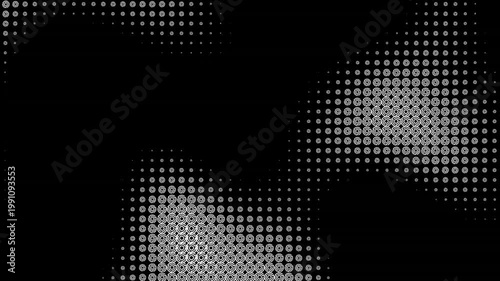 Abstract Dot Matrix Display with Halftone Effect, Monochrome Black and White Background - This video showcases
