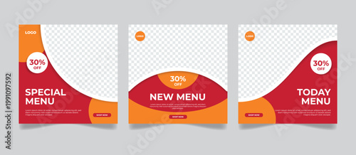 Schilderij op canvas set of restaurant menu templates vector illustration flat design